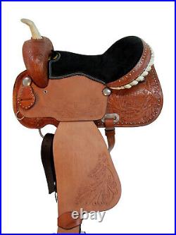 Comfy Trail Western Saddle Horse Pleasure Cross Tooled Leather Tack Set 15 16 17