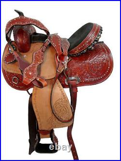 Comfy Trail Western Saddle Pleasure Horse Floral Tooled Leather Tack 15 16 17 18