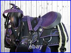 Cowboy Synthetic Western Saddle Pleasure Racer Horse Trail Tack Set 15 16 17