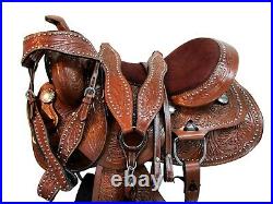 Cowboy Western Saddle 15 16 17 18 Barrel Racing Horse Pleasure Leather Tack Set