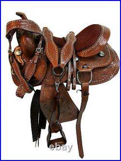 Cowboy Western Saddle 15 16 17 18 Barrel Racing Horse Pleasure Leather Tack Set