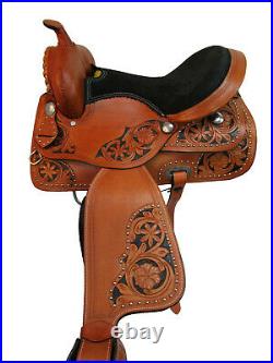 Cowboy Western Saddle 15 16 17 18 Pleasure Horse Tooled Leather Barrel Tack Set
