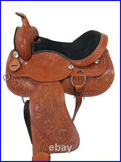Cowboy Western Saddle Barrel Racing Pleasure Used Tooled Leather Set 15 16 17 18