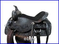 Cowboy Western Saddle Used Leather Tooled Pleasure Barrel Racing Set 15 16 17 18