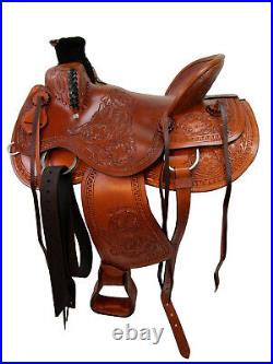 Cowboy Western Saddle Wade Roping Horse Floral Tooled Leather Tack 15 16 17 18
