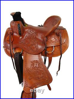Cowboy Western Saddle Wade Roping Horse Floral Tooled Leather Tack 15 16 17 18