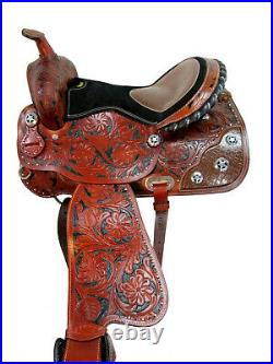 Cowgirl Barrel Saddle Western Horse 15 16 17 Pleasure Tooled Leather Tack Set