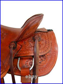 Cowgirl Ranch Roping Saddle 15 16 17 18 Tooled Leather Horse Pleasure Tack Set