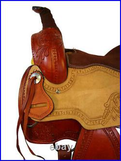 Cowgirl Roping Saddle Western Horse Show Pleasure Tooled Leather Tack Set 15 17