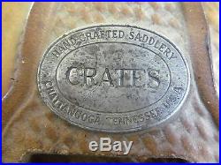 Crates Hand Crafted Brown Leather Horse Saddle Roping Size 15