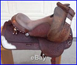 Crates Western Saddle 15 Seat Tooled, Silver, NO RESERVE