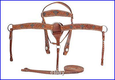 Cross Crystal Leather Barrel Racing Show Trail Western Saddle Tack 14 15 16 New