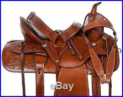 Custom Comfy Tan Western Pleasure Trail Horse Leather Saddle Tack 15 16 17 18