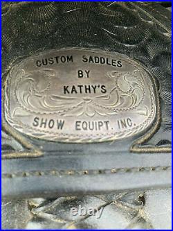 Custom Kathy's Black Show saddle, Breast collar and Headstall
