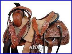 Custom Made Roping Saddle Ranch Horse Pleasure Tooled Leather Tack 15 16 17 18