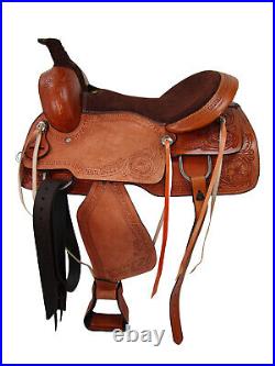 Custom Made Western Roping Roper Saddle Ranch Used Leather Tack Set 15 16 17 18