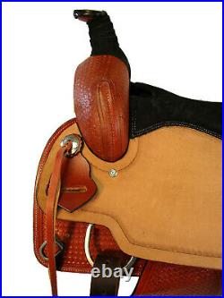 Custom Tooled Leather Western Horse Saddle Roping Ranch Pleasure Tack Set 16 17