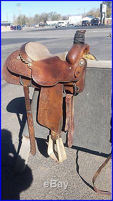 Custom made Martin Saddlery Maker 15 inch Roping Saddle Made in Idabel, OK