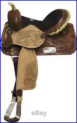 DOUBLE T 12 CHILDS WESTERN PLEASURE TRAIL BARREL RACING LEATHER HORSE SADDLE