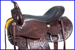 Dark Brown 16 in Western Saddle Pleasure Trail Leather Horse Tack Set U-7-16