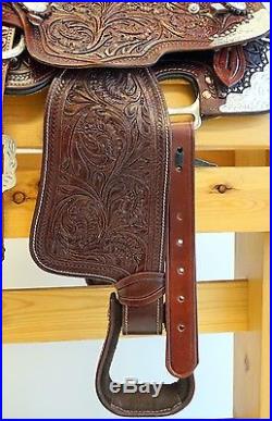Dark Oil Tooled Leather Youth Pony Western Show Saddle Set 10 12 14