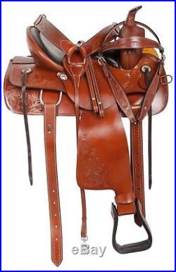 Deep Seat Comfy Western Pleasure Trail Horse Leather Saddle Tack Set 15 16