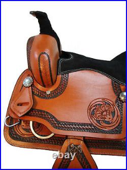 Deep Seat Roping Ranch Horse Saddle Western Pleasure Leather Tack 15 16 17 18