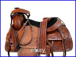 Deep Seat Roping Saddle 15 16 17 18 Ranch Roper Tooled Leather Horse Tack Set