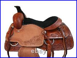 Deep Seat Roping Saddle 15 16 17 18 Ranch Roper Tooled Leather Horse Tack Set