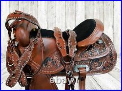 Deep Seat Western Saddle Barrel Racing Pleasure Leather Horse Tack 15 16 17 18