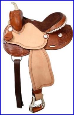 Double T Barrel Horse Saddle With Silver Laced Rawhide Cantle Size 15, 16 NEW