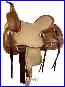Double T hard seat roping style saddle with diamond tooling. 12