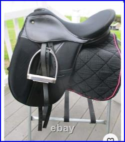 Dressage english saddle 15 on Eco- leather buffalo black with drum dye finish