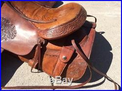 Fabulous vintage unique Custom Ellis Saddle Co. Western leather roping saddle