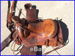 Fabulous vintage unique Custom Ellis Saddle Co. Western leather roping saddle