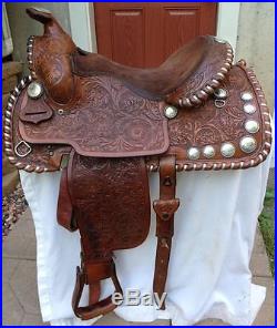Fancy BUFORD Vintage 15 1/2 Silver Laced Western Show Saddle