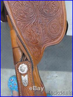 Fancy Silver Circle Y Show Saddle 16 Lightly Used Fully Tooled
