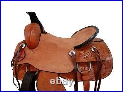 Floral Basketweave Rough Out Tack Work Ranch Heavy Horse Leather Western Saddle