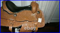 Floral Designed Hand Tooled Brown Leather 16 Western Show Saddle (STL-1130)