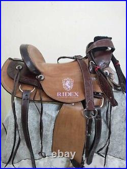 Fork Wade Tree Gullet Western Leather Horse Tack Saddle With Set Free Shipping
