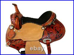 Fqhb Custom Leather Floral Tooled Silver Studded 15 16 Handcrafted Saddle
