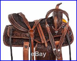 Gaited Tooled Western Pleasure Trail Horse Leather Saddle Tack Set 15 16 17 18