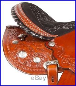 Gaited Western Pleasure Trail Barrel Horse Leather Saddle Tack Set 14 15 16