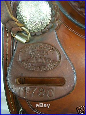 Geniune Billy Cook Sulphur, OK. 16 #1780 Trail Saddle Full Quarter Horse Bars
