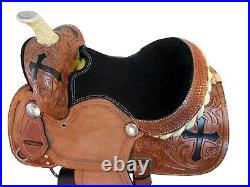 Genuine Leather Tooled Tack Set Harness Carved Pony Horse Saddle Kids Youth