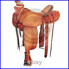 Genuine Leather Western A Fork Wade Tree Roping Ranch Horse Saddle Size 14 to18