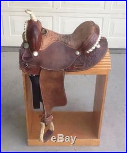 HEREFORD TEX TAN BARREL RACING SADDLE 14 IN. USED NO RESERVE