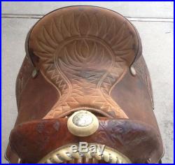 HEREFORD TEX TAN BARREL RACING SADDLE 14 IN. USED NO RESERVE