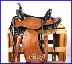 HIGH BACK 17 WESTERN LEATHER COWBOY RANCH HORSE PLEASURE TRAIL RIDING SADDLE