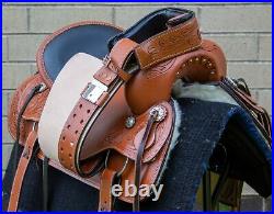 HORSE SADDLE WESTERN USED TRAIL BARREL TOOLED LEATHER TACK SET 16 in 17 in 18 in